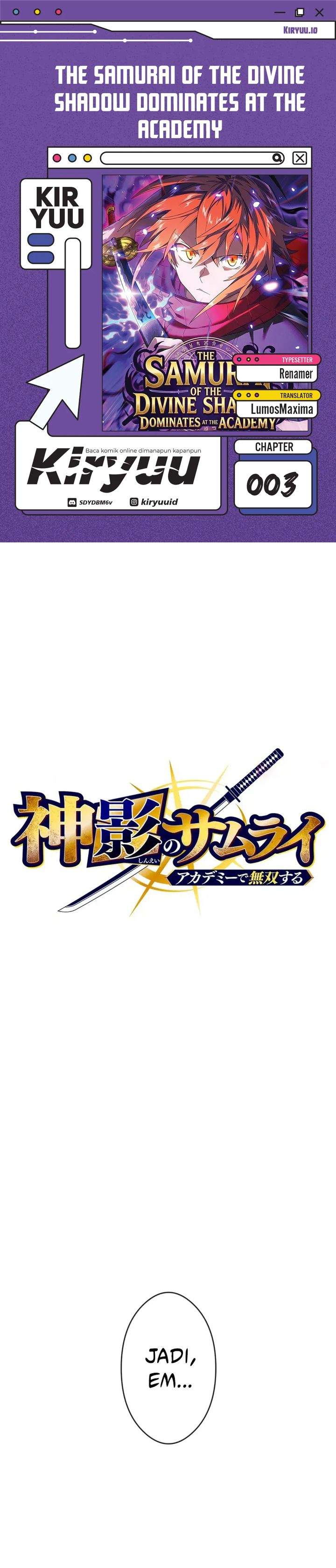 The Samurai of the Divine Shadow Dominates at the Academy Chapter 3