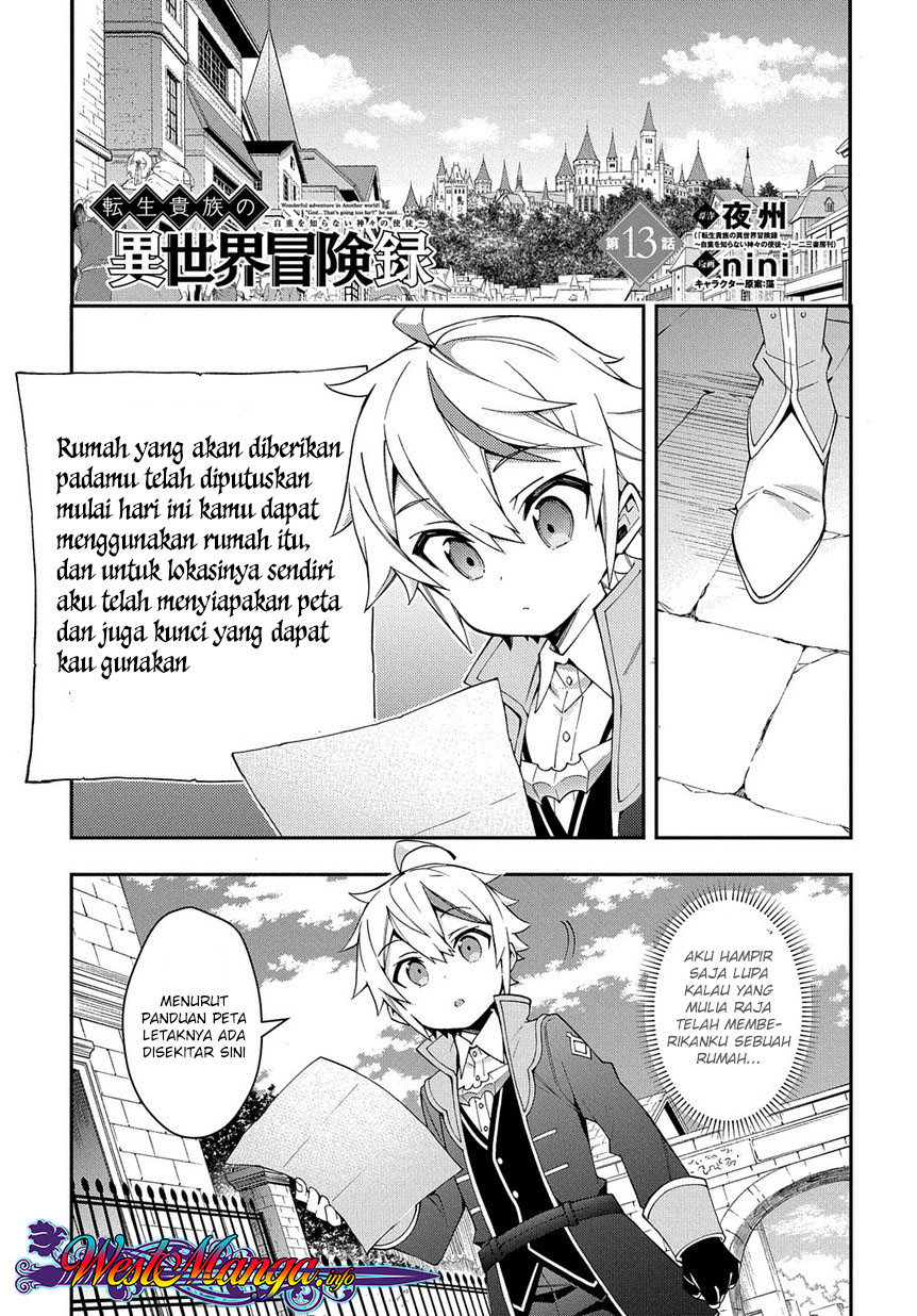 Tensei Kizoku no Isekai Boukenroku ~Jichou wo Shiranai Kamigami no Shito~ Chapter 13