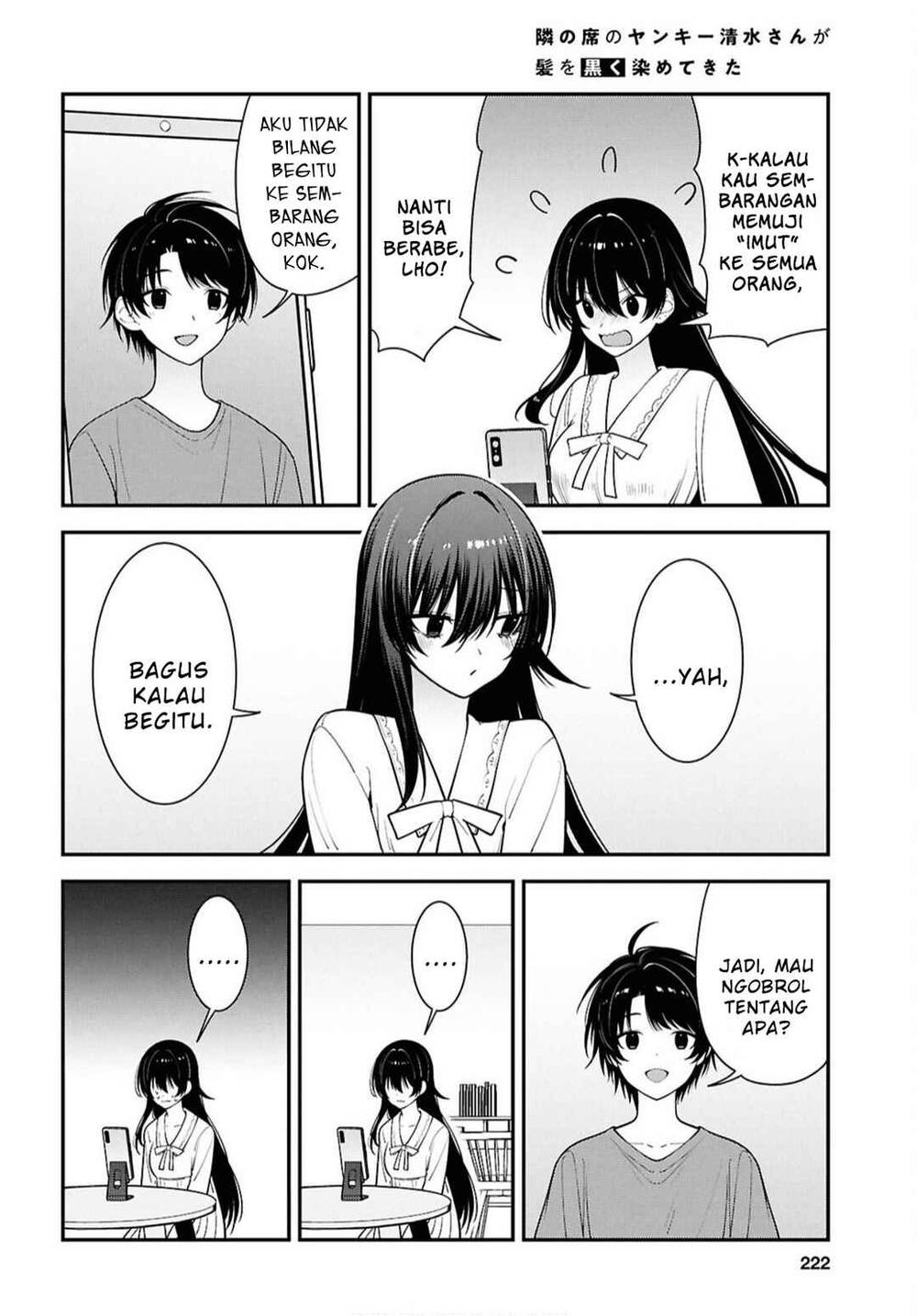Tonari no Seki no Yankee Shimizu-san ga Kami o Kuroku Sometekita Chapter 17