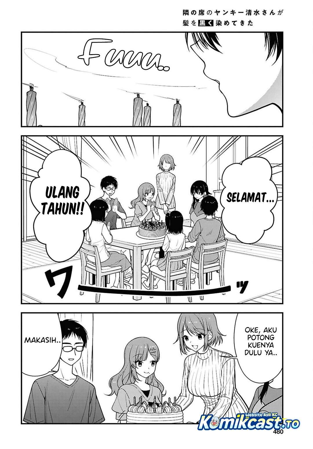 Tonari no Seki no Yankee Shimizu-san ga Kami o Kuroku Sometekita Chapter 18